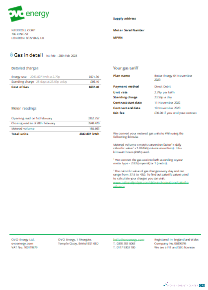 Download Ovo Energy utility business bill, SCR Photoshop template